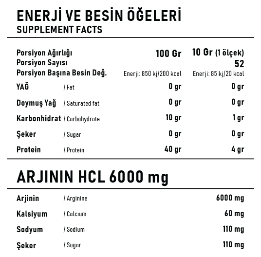 Arginine Hcl Karpuz 520g 52 Servis