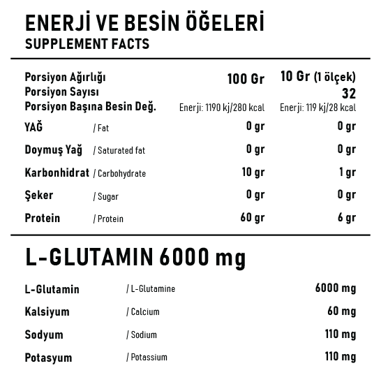 Glutamine Repair Yeşil Elma 320g 32 Servis